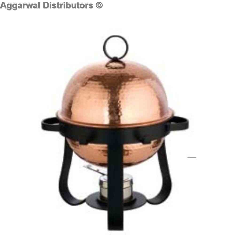 Venus Copper Chafing Dish with Wrought Iron Stand 775/CS/WI Cap:- 3 ltrs 1