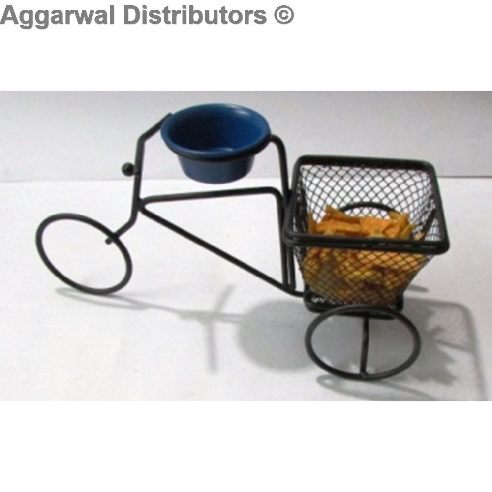 Cycle Shape Fries Serving Basket with Dip Bowl 1