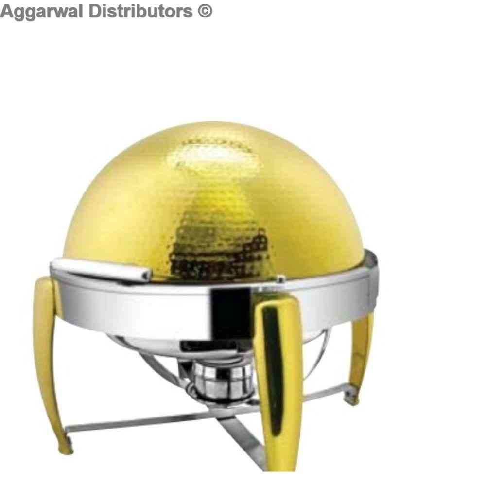 Venus Gold Plated Round Full Roll Top Chafing Dish With Curvy Legs 205/FRT/DP/GP Cap:- 7 ltrs 1