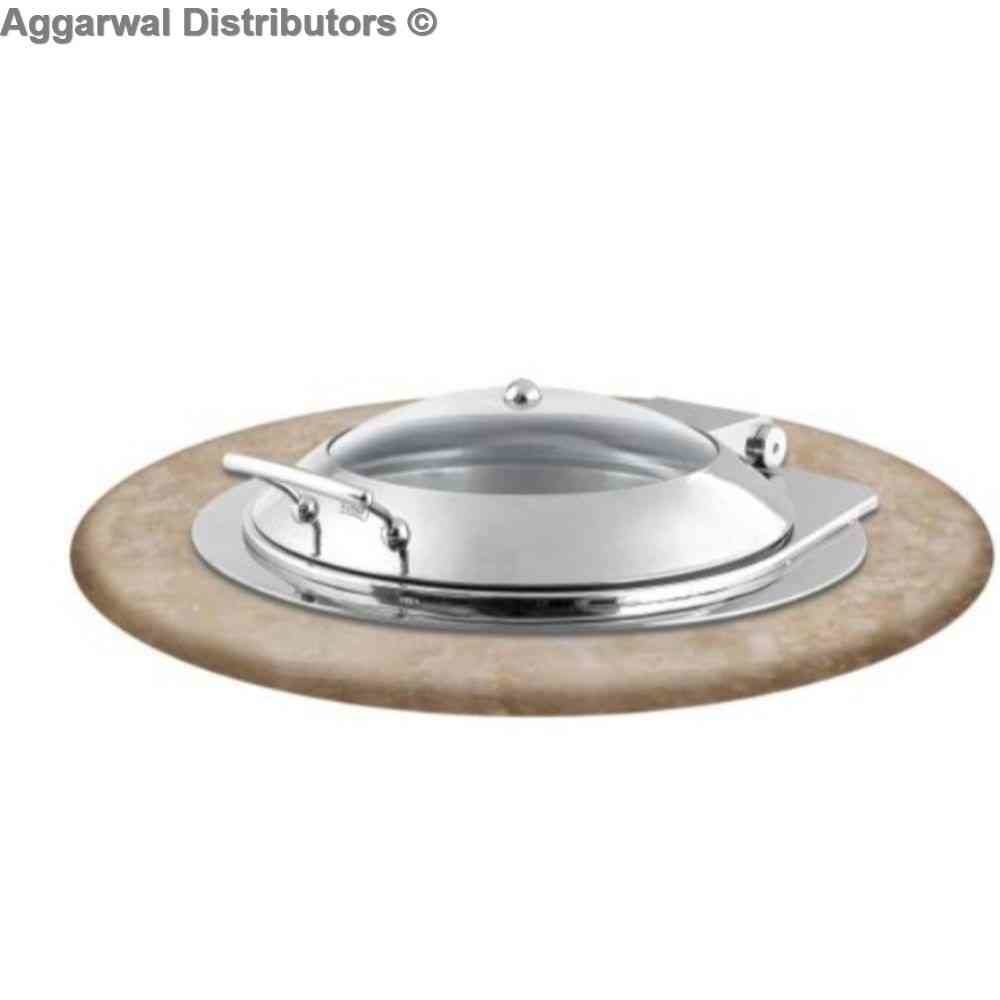 Venus New Stylish Round Counter Fit Chafing Dish With Glass Lid 605/GL/CFT Cap: 6.5 Ltrs With Element 1