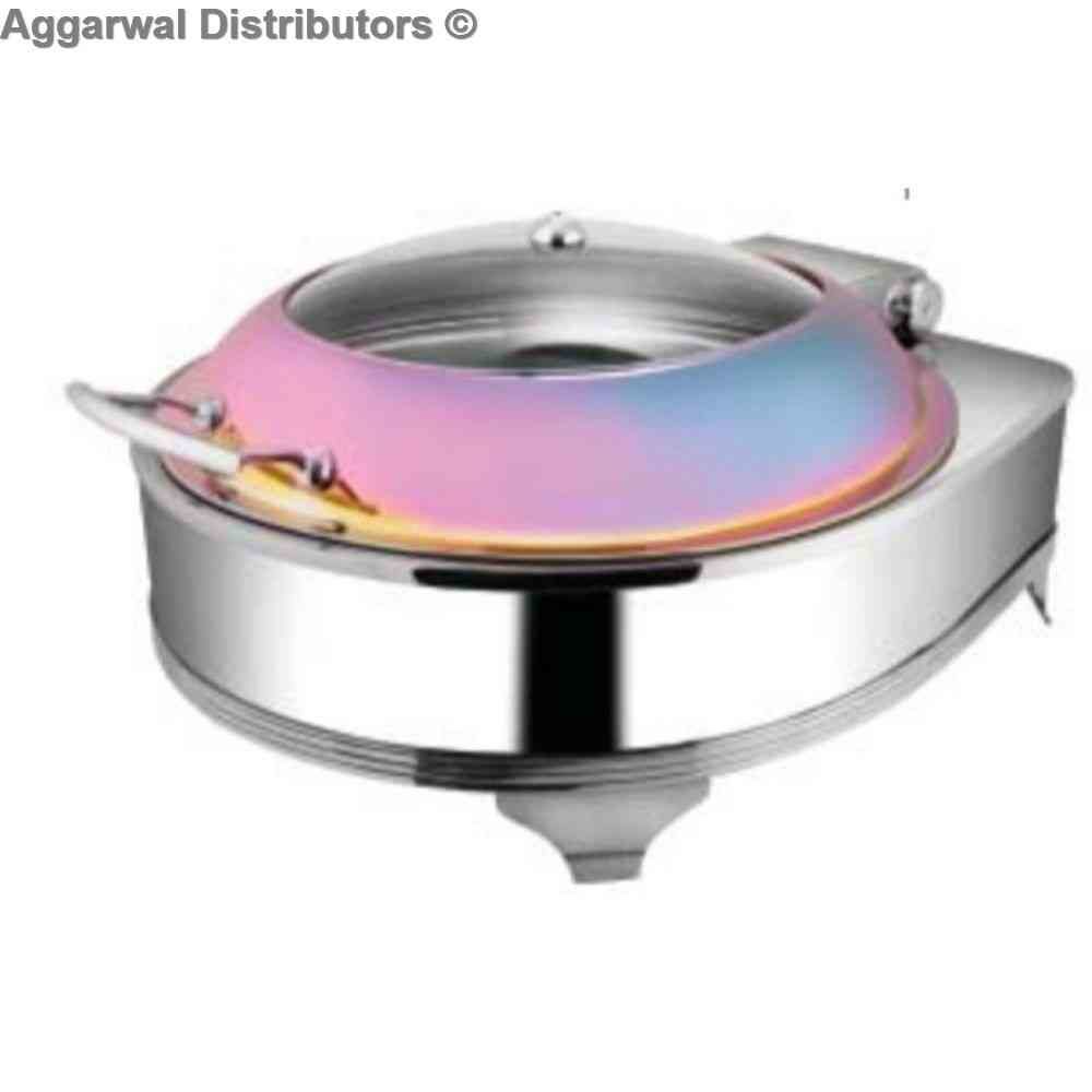 Venus Rainbow Round Glass Lid Chafing Dish with ARC Legs 605/GL/ARC/RB Cap:- 6.5 ltrs. 1