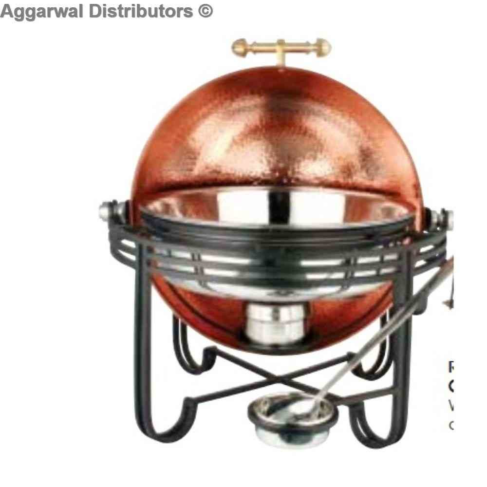 Venus Round FRT Chafing Dish with Copper Hammered Cover WI 505/FRT/LCH cap:- 7 ltrs 1