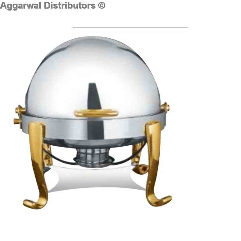 Venus Round Full Roll Top Chafing Dish With Chrome Plated Legs 505/FRT/CP Cap: 7 Ltrs. 1