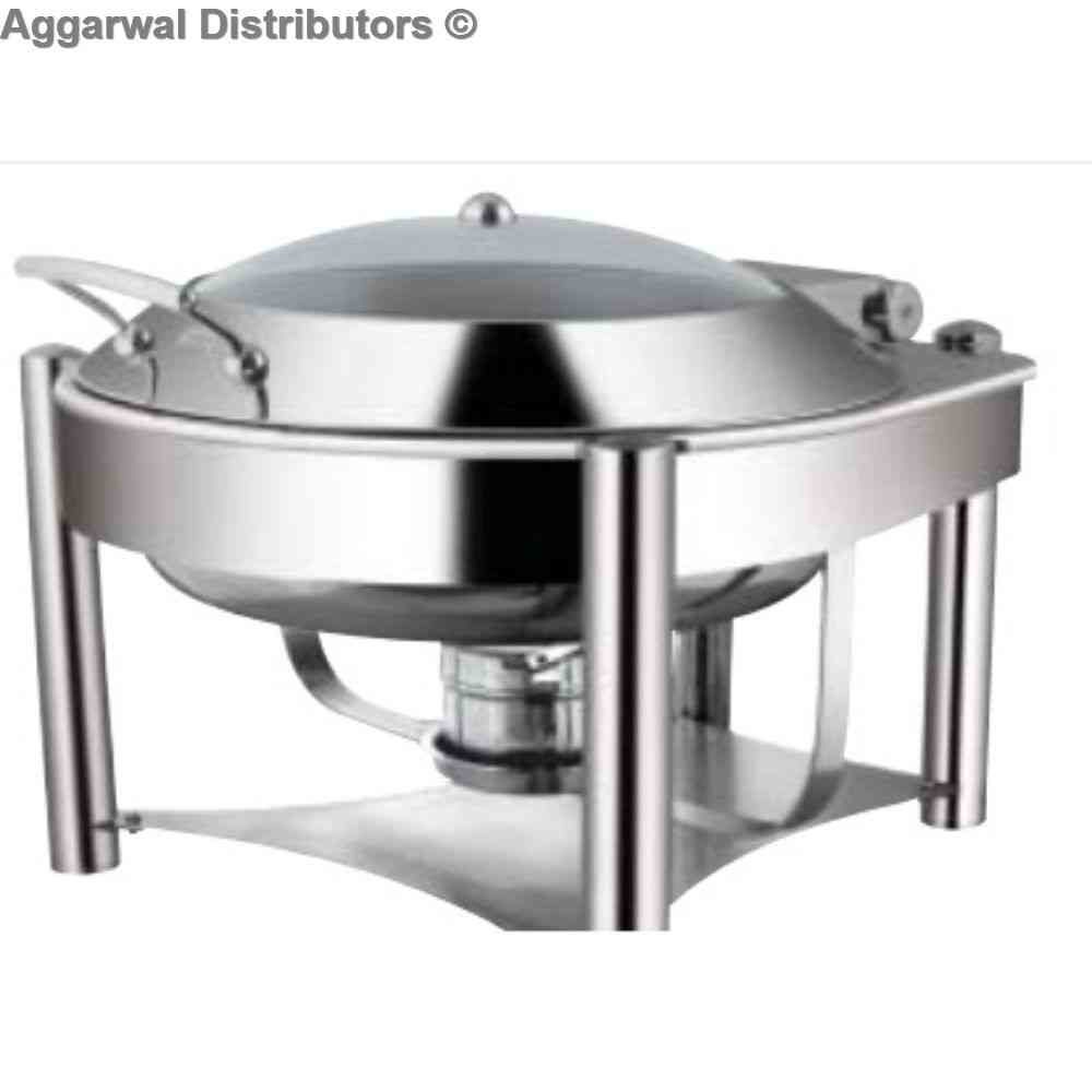 Venus Round Glass Lid Chafing Dish With Pipe Legs 605/GL/PS Cap: 6.5 Ltrs 1