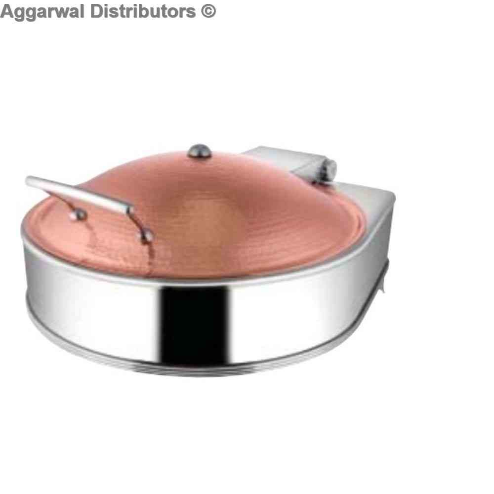 Venus Round Hydraulic Chafing Dish Hammered Copper Lid With Element 605/CPH cap:- 6.5 ltr 1