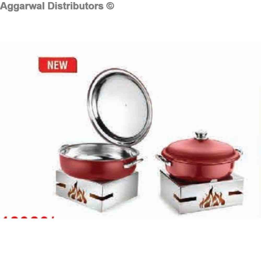 FnS- Round Powder Coated Red Chafing Dish for Non -Veg Concepts CRO50NVGC 1