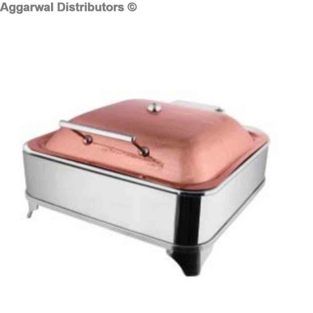 Venus Square Hydraulic Chafing Dish Hammered Copper Lid With Chic Legs 600/CPM/CHIC cap:- 6.5 ltrs 1