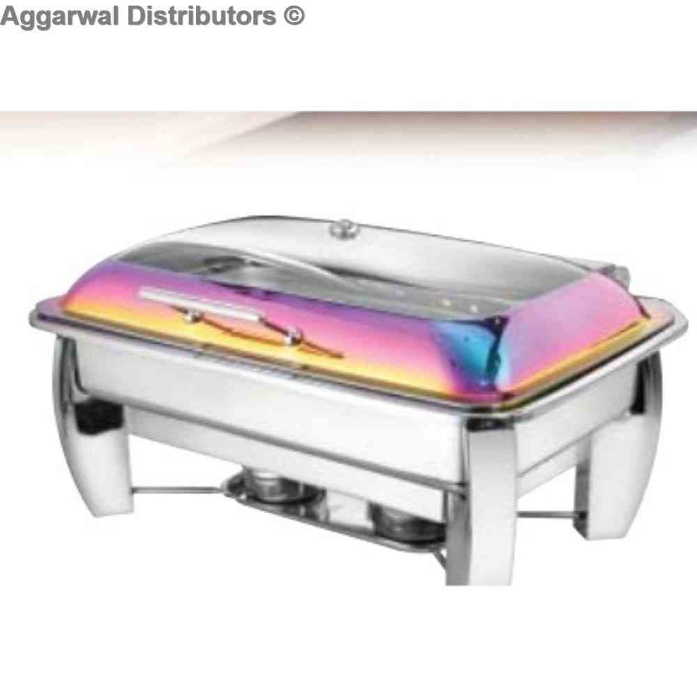 Venus Rainbow Rect. Glass Lid Chafing Dish with ARC Legs 900/GL/ARC/RB Cap:- 12 ltrs 1