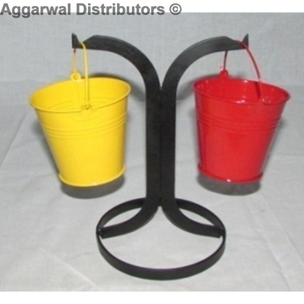 Metal Buckets on Stand (2) 1