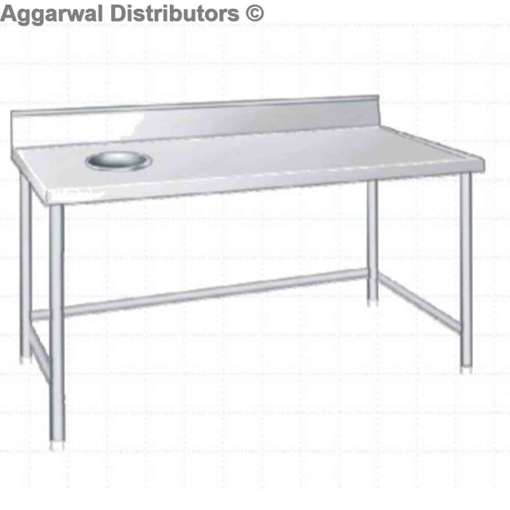 DISH LANDING TABLE WITH GARBAGE CUT - 48X24X34+6 1