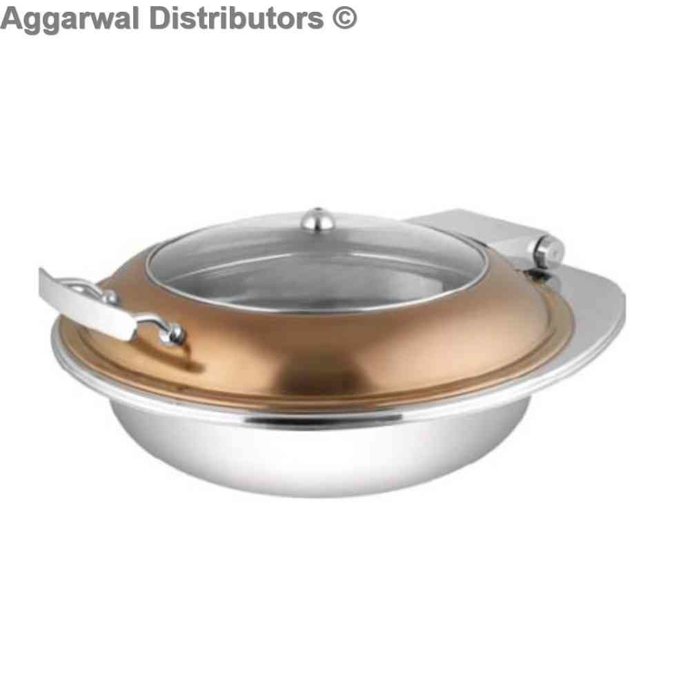 Regency Equisite Round Rose Gold Glass Lid Chafing Dish 351 For Induction use 1