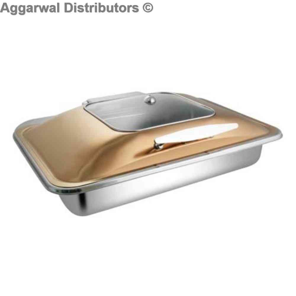 Regency Equisite Rectangular Rose Gold Square Glass Chafing Dish 354 1