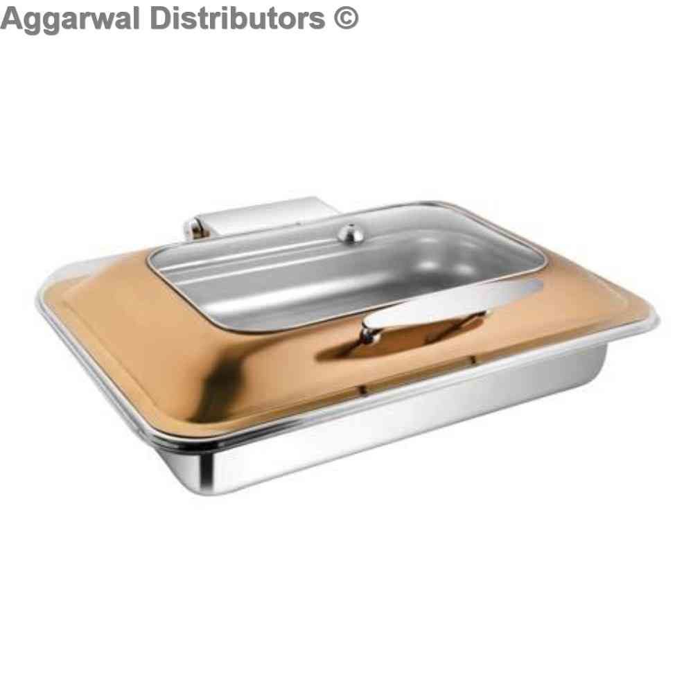 Regency Equisite Square Rose Gold Glass Chafing Dish 356 For Induction Use 1