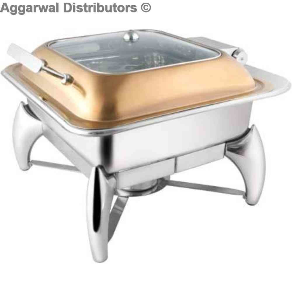 Regency Equisite Square Rose Gold Glass Lid Chafing Dish 358 1