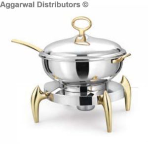 Anthem-MEC 65 SB Wok Style Chafing Dish, S/S With Brass Legs And Handles (40.5 x 40.5 x 48 cm)-9.5ltr