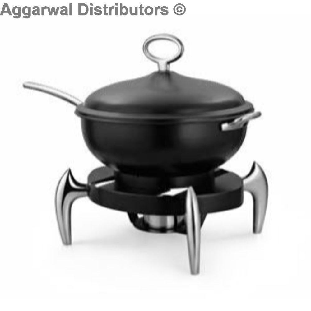 Anthem-MEC 66 BC Wok Style Chafing Dish, Black With Chrome Legs And Handles (40.5 x 40.5 x 46 cm)-5ltr