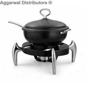 Anthem-MEC 65 BC Wok Style Chafing Dish, Black With Chrome Legs And Handles (40.5 x 40.5 x 48 cm)-9.5ltr