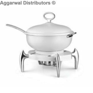 Anthem-MEC 65 WC Wok Style Chafing Dish, White With Chrome Legs And Handles (40.5 x 40.5 x 48 cm)-9.5ltr