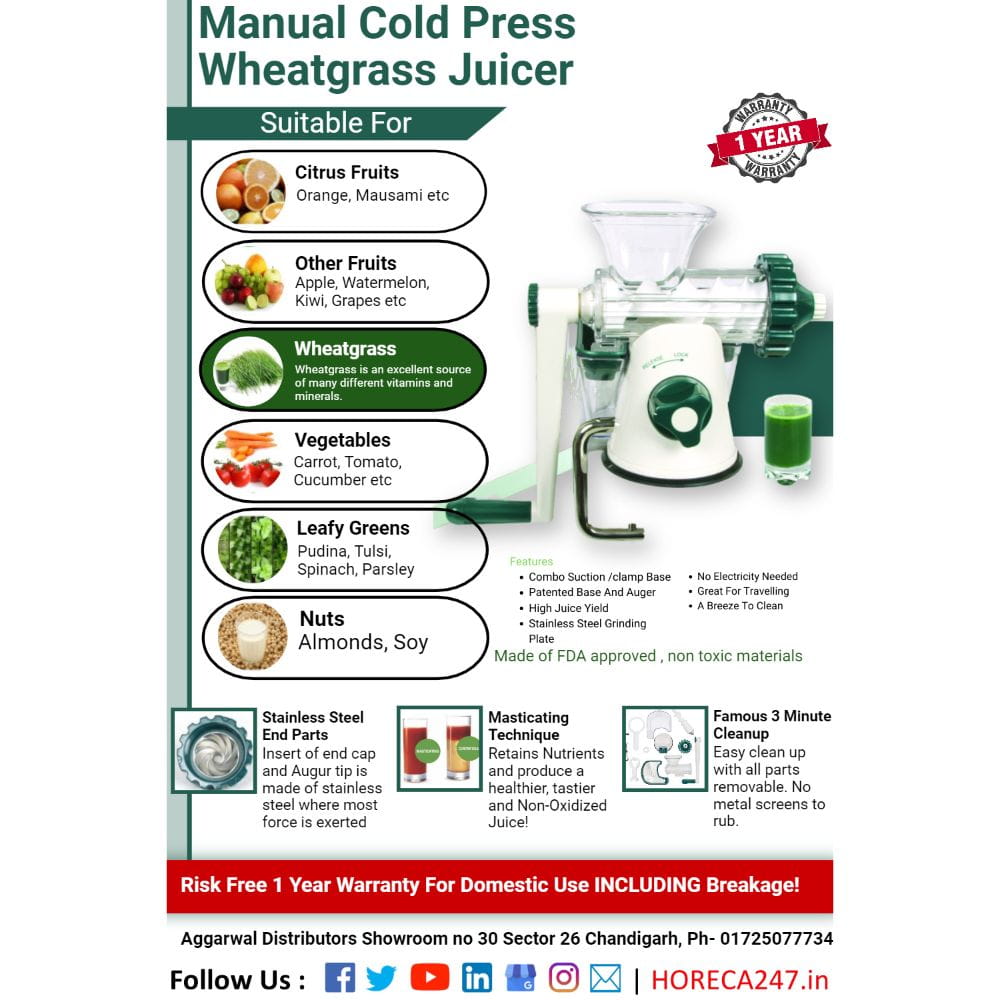 Manual Cold Press Wheatgrass Juicer