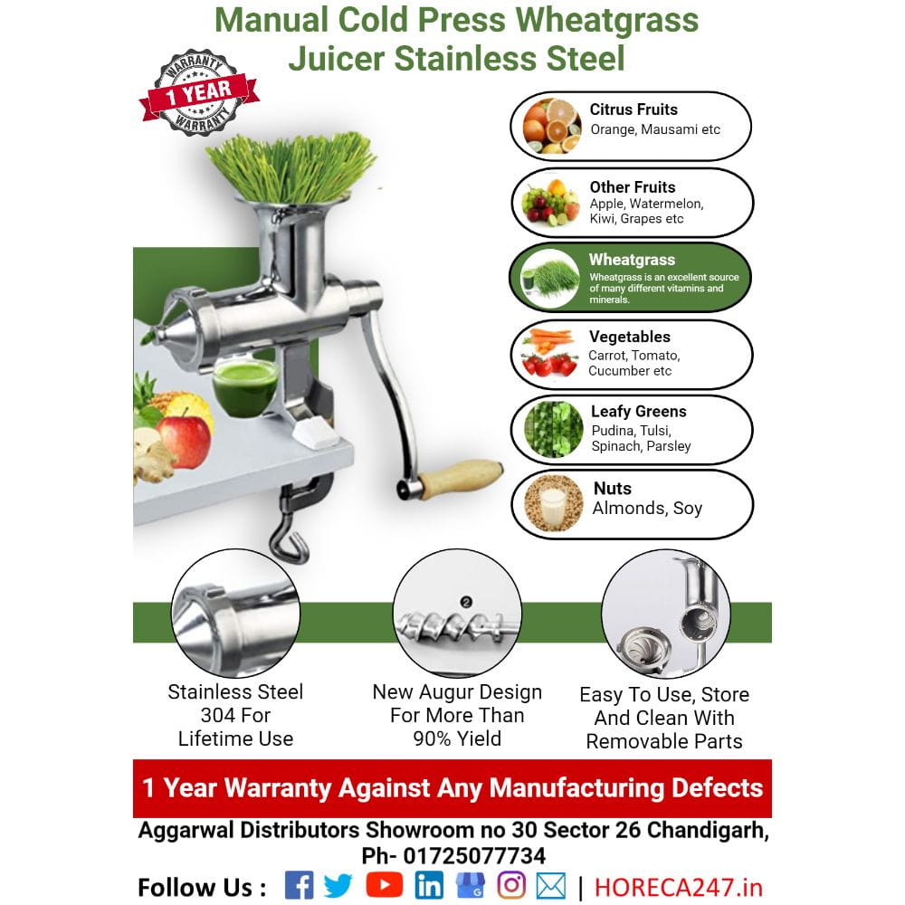 Manual Cold Press Wheatgrass Juicer Stainless Steel