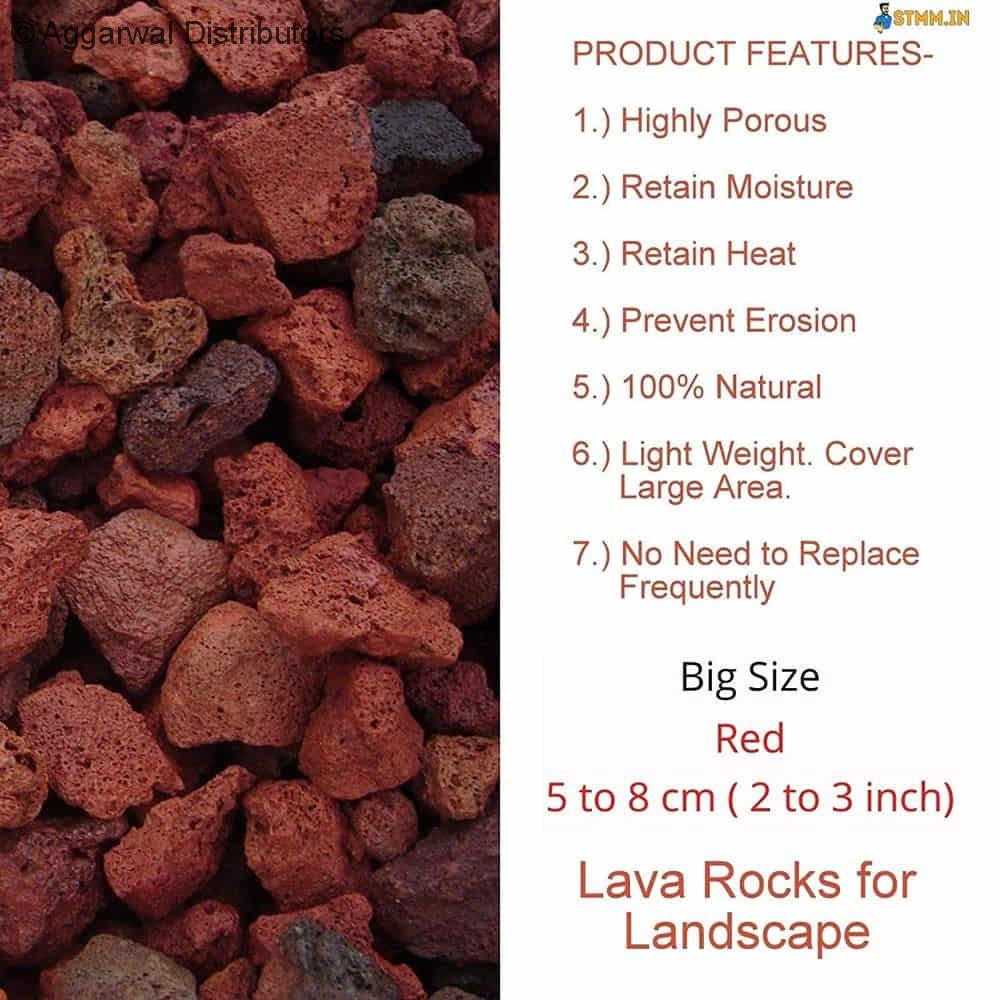 Horeca247 Natural Lava Rocks for Plants Landscape Garden Red 2 to 3 inch 1