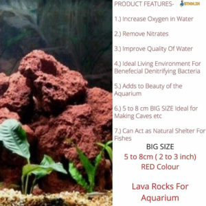 Lava Rocks for Aquarium Fish Tank Red Colour(2 to 3 inch)
