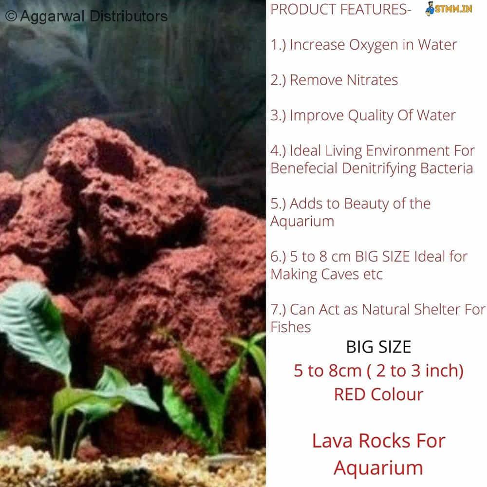 Lava Rocks for Aquarium Fish Tank Red Colour(2 to 3 inch)
